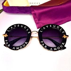 Gucci sunglasses women L'aveugle Par Amour round frame sunglass
